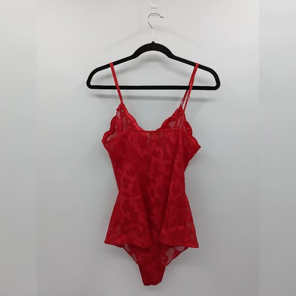 VTG Victoria Secret Gold Label Red Teddy Bodysuit Snap Crotch M - Picture 2 of 6